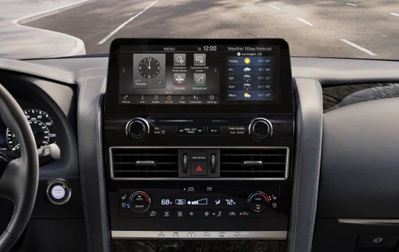 2023 Nissan Armada touchscreen and front console | Coastal Nissan in Norwell MA