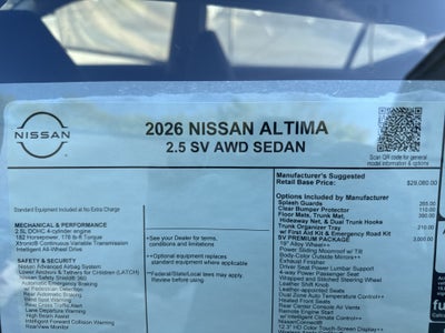 2026 Nissan Altima SV