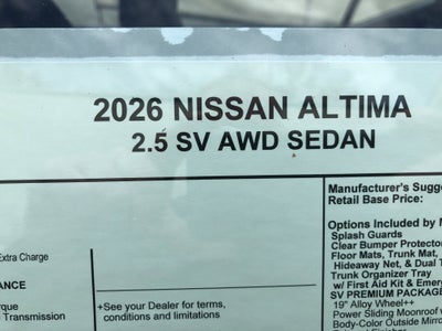 2026 Nissan Altima SV