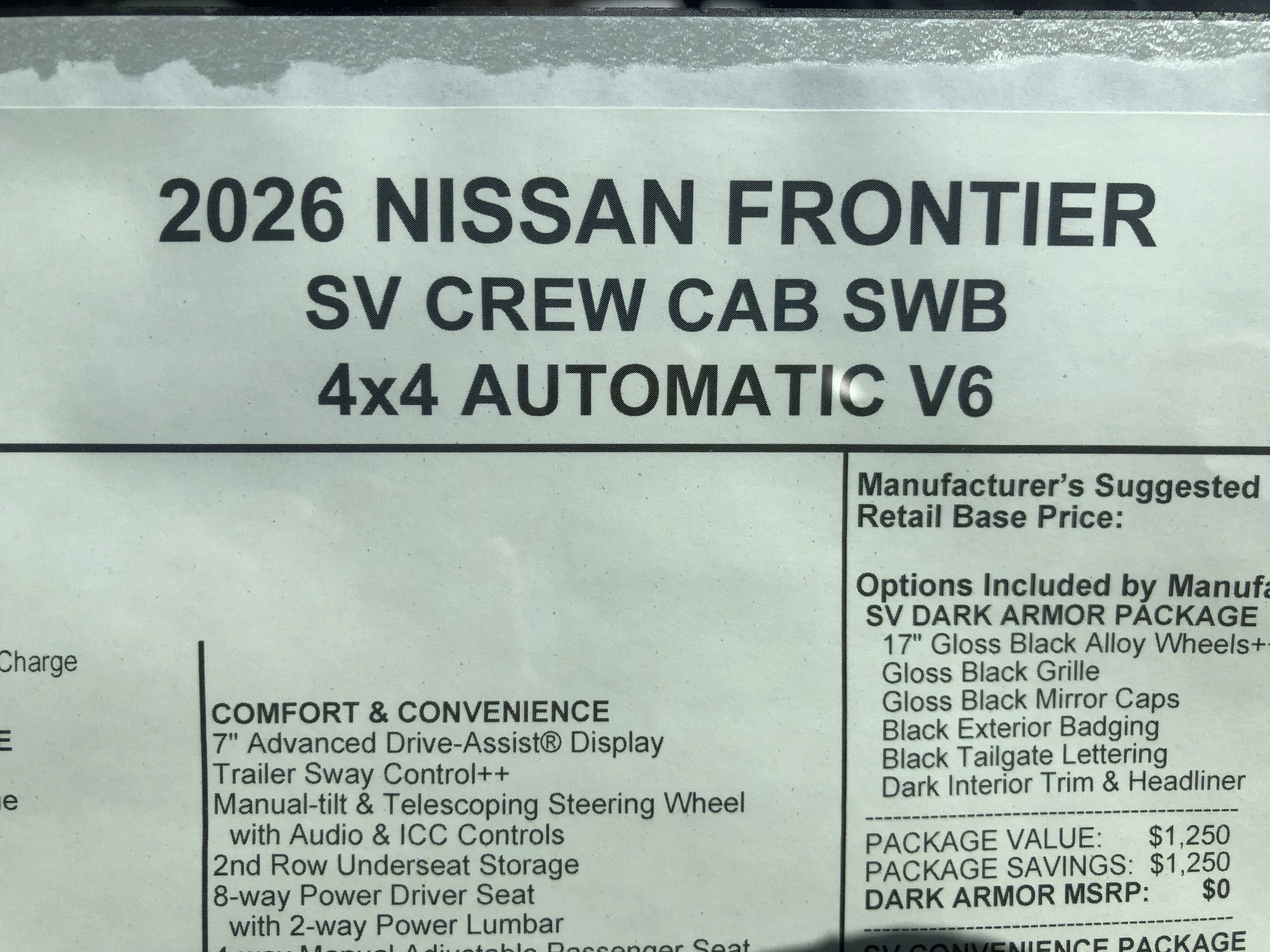2026 Nissan Frontier SV