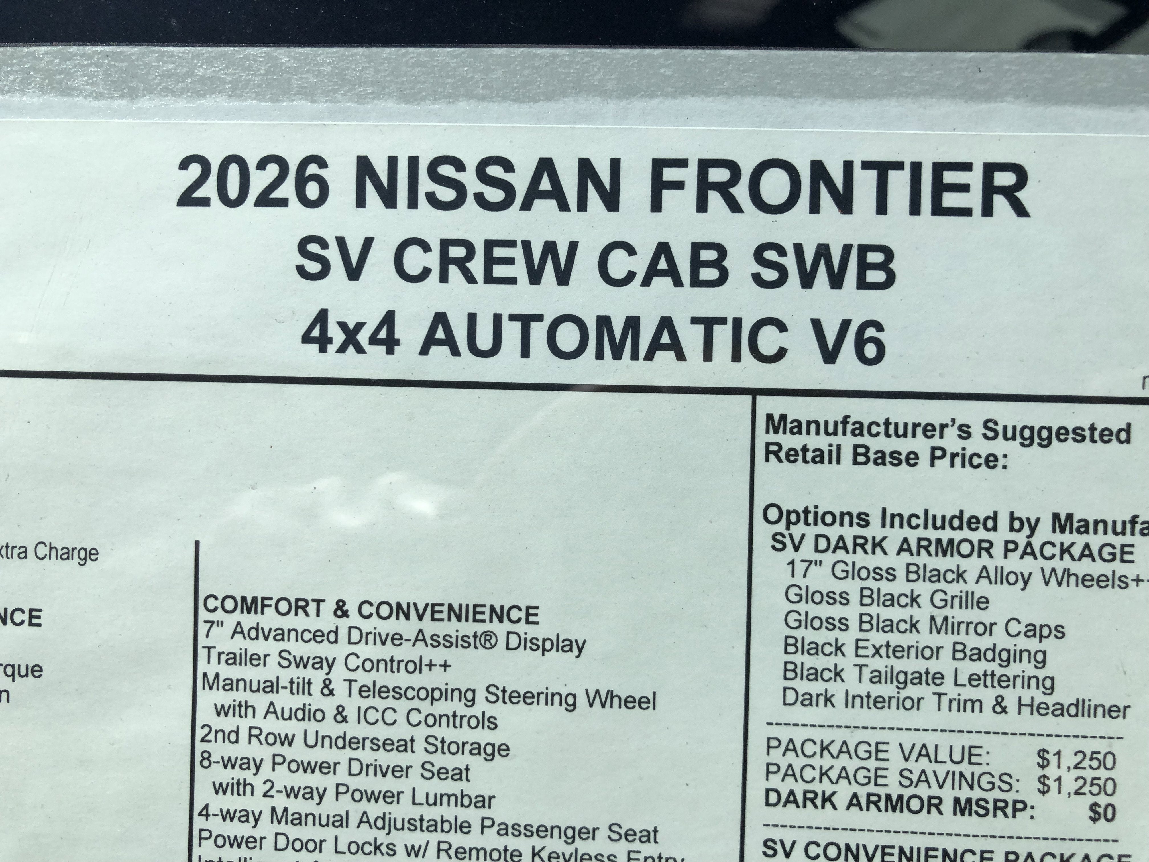 2026 Nissan Frontier SV