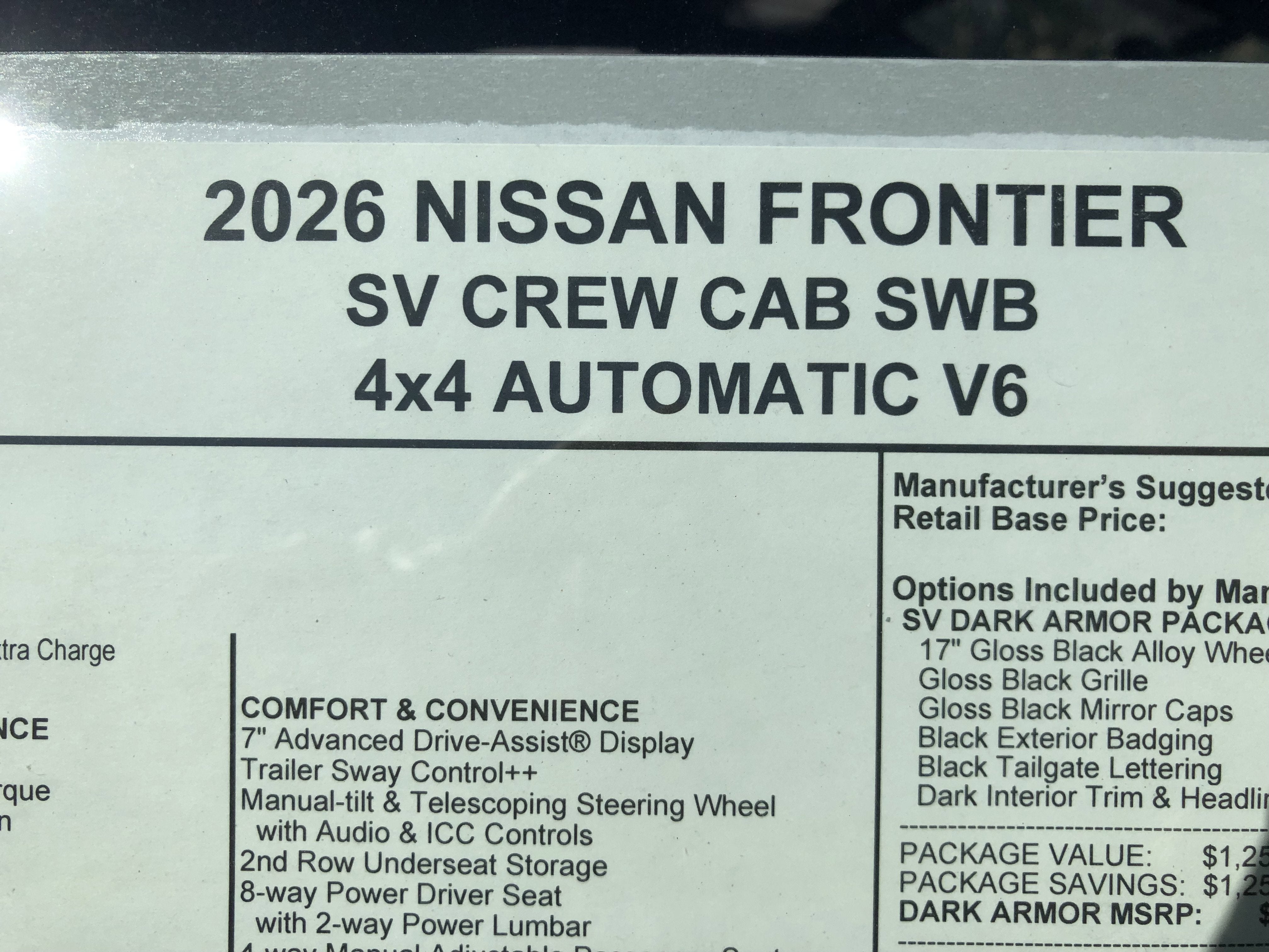 2026 Nissan Frontier SV