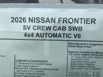 2026 Nissan Frontier SV