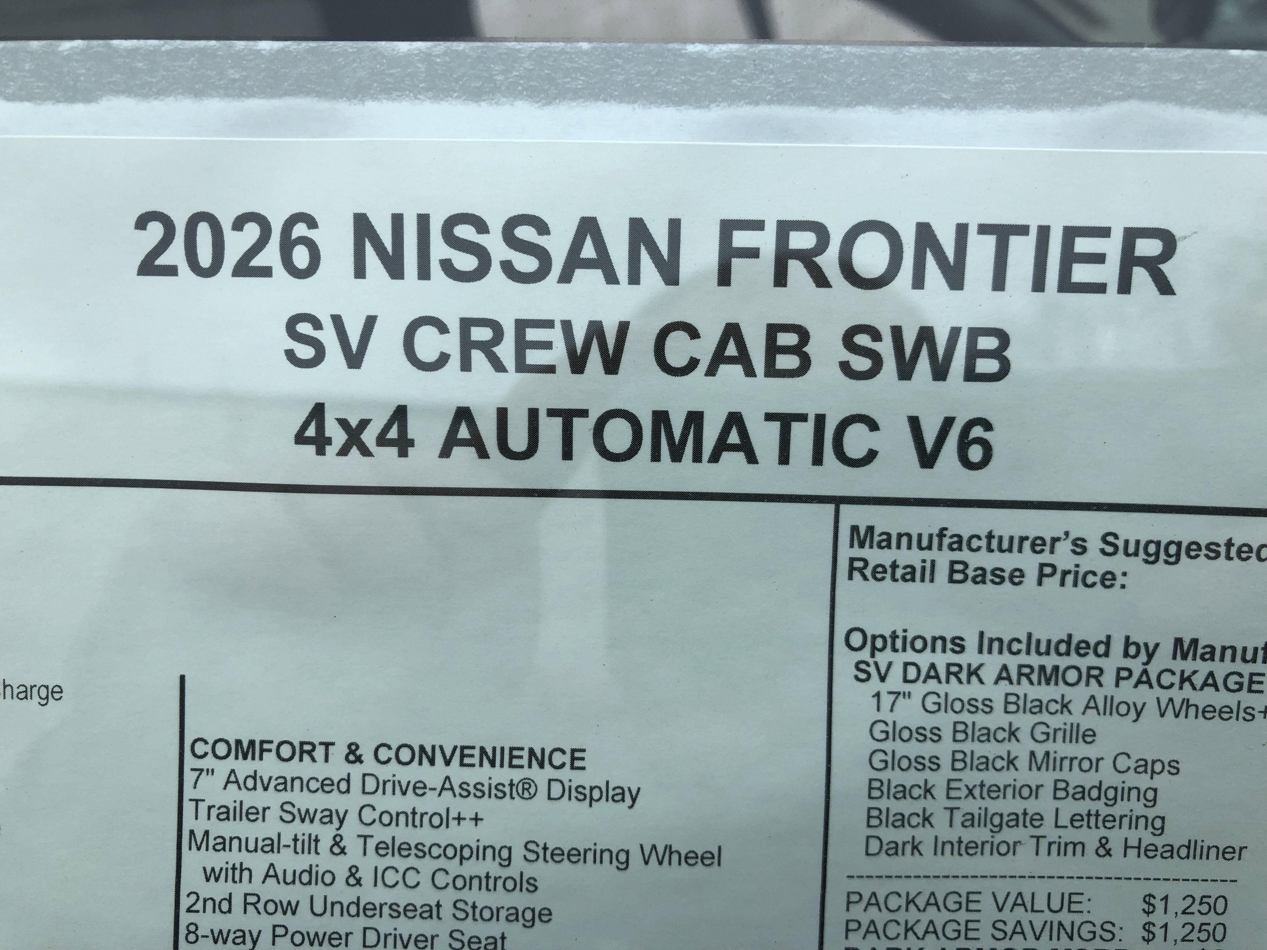 2026 Nissan Frontier SV