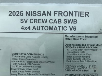 2026 Nissan Frontier SV