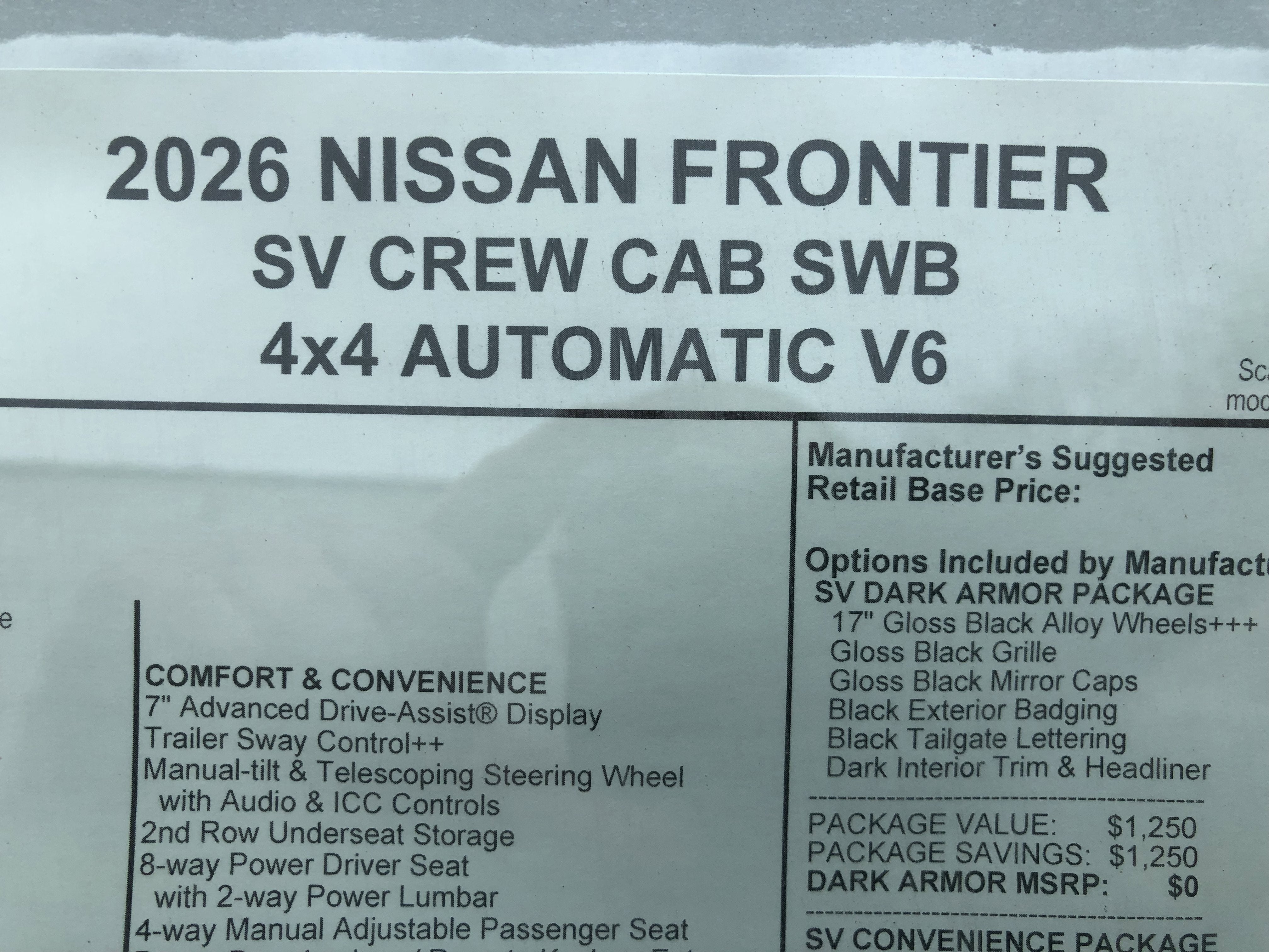 2026 Nissan Frontier SV