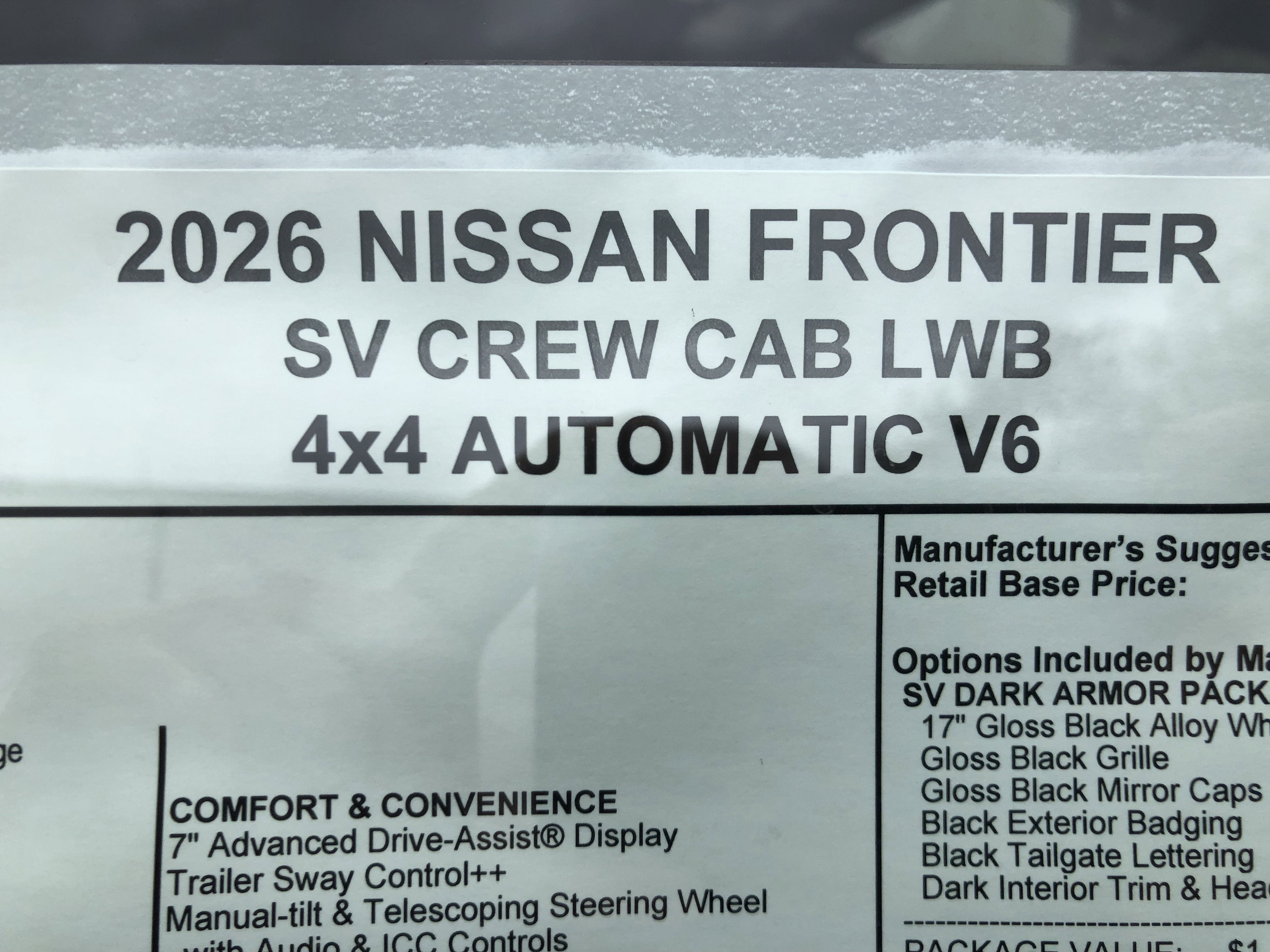 2026 Nissan Frontier SV