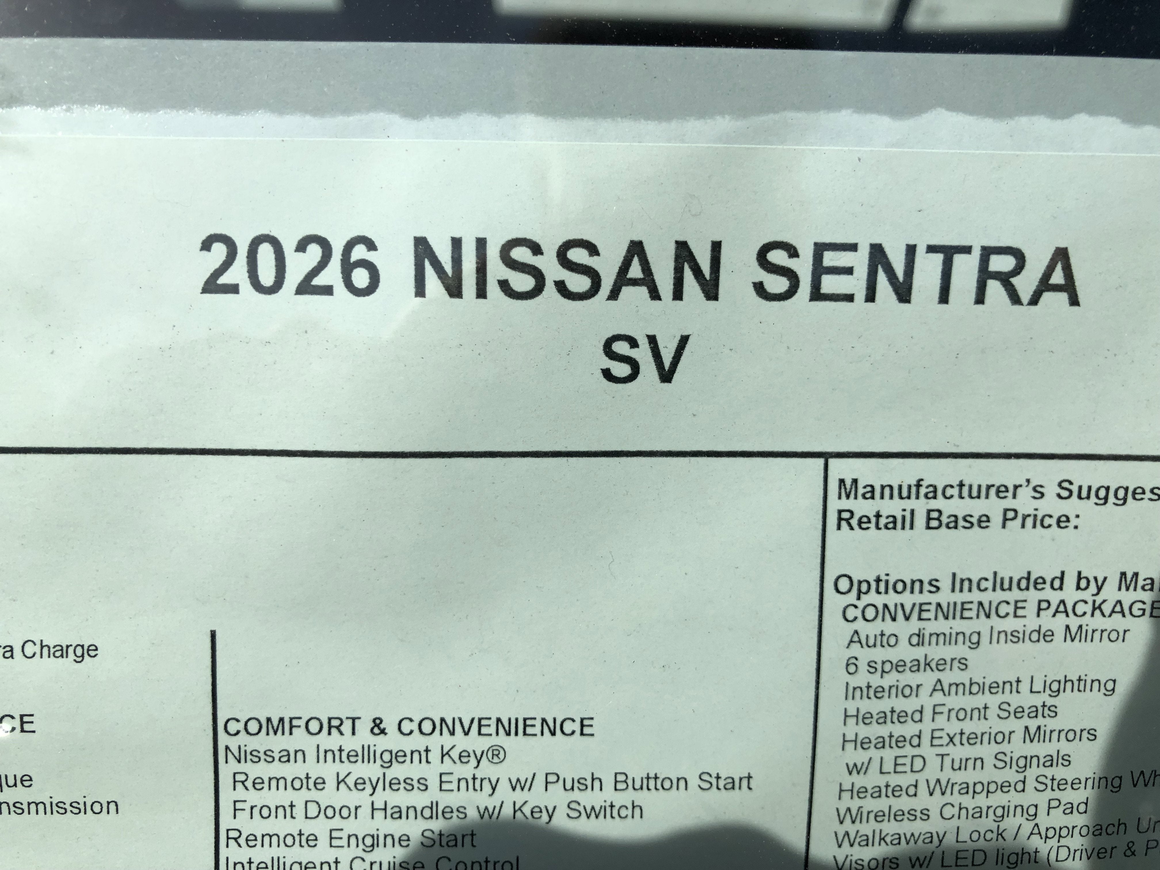 2026 Nissan Sentra SV