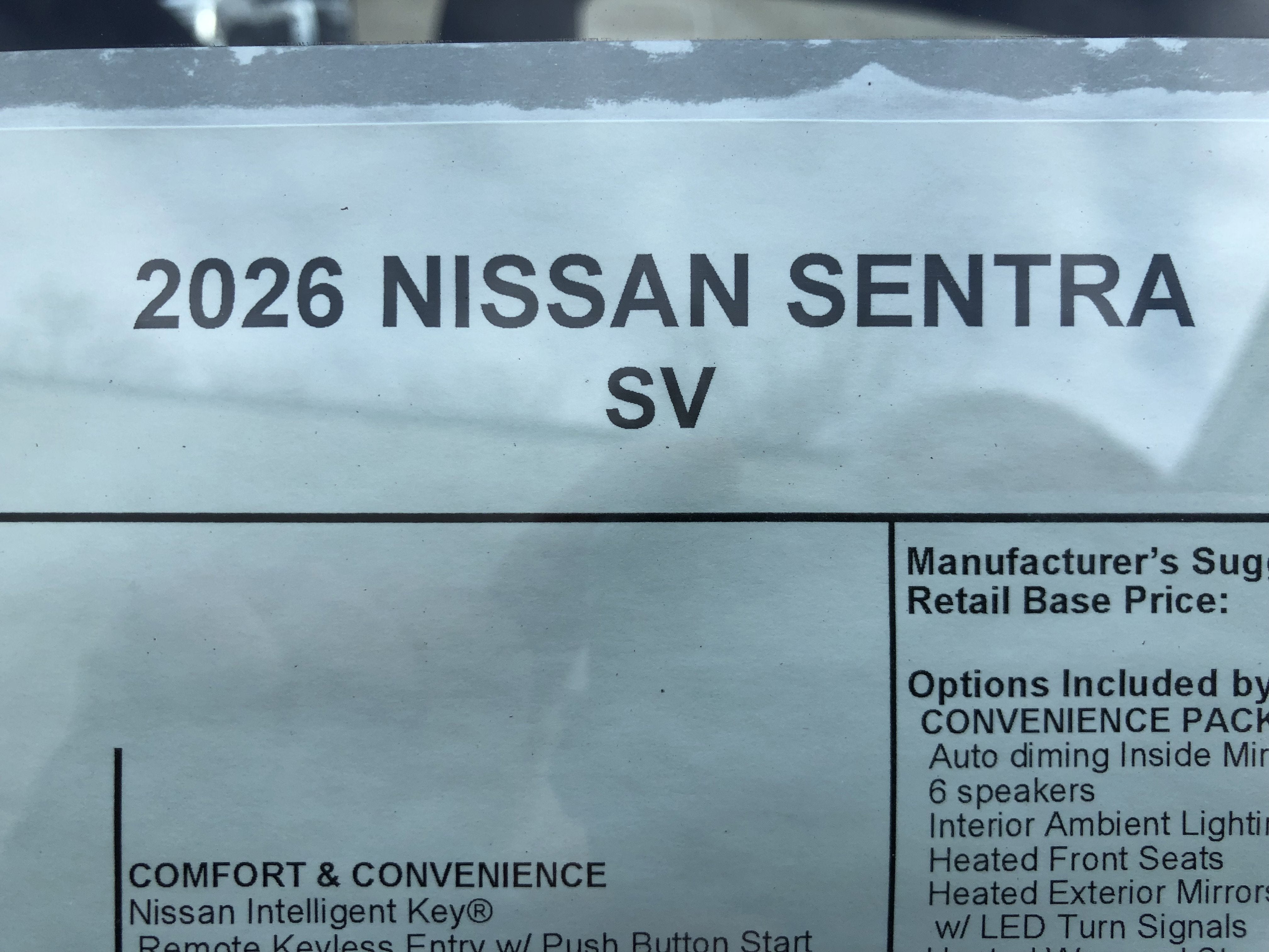 2026 Nissan Sentra SV