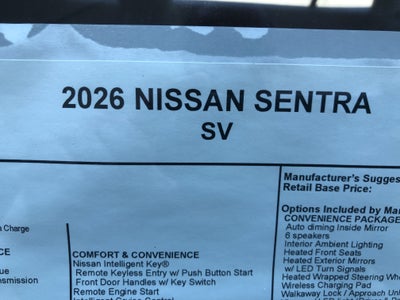 2026 Nissan Sentra SV