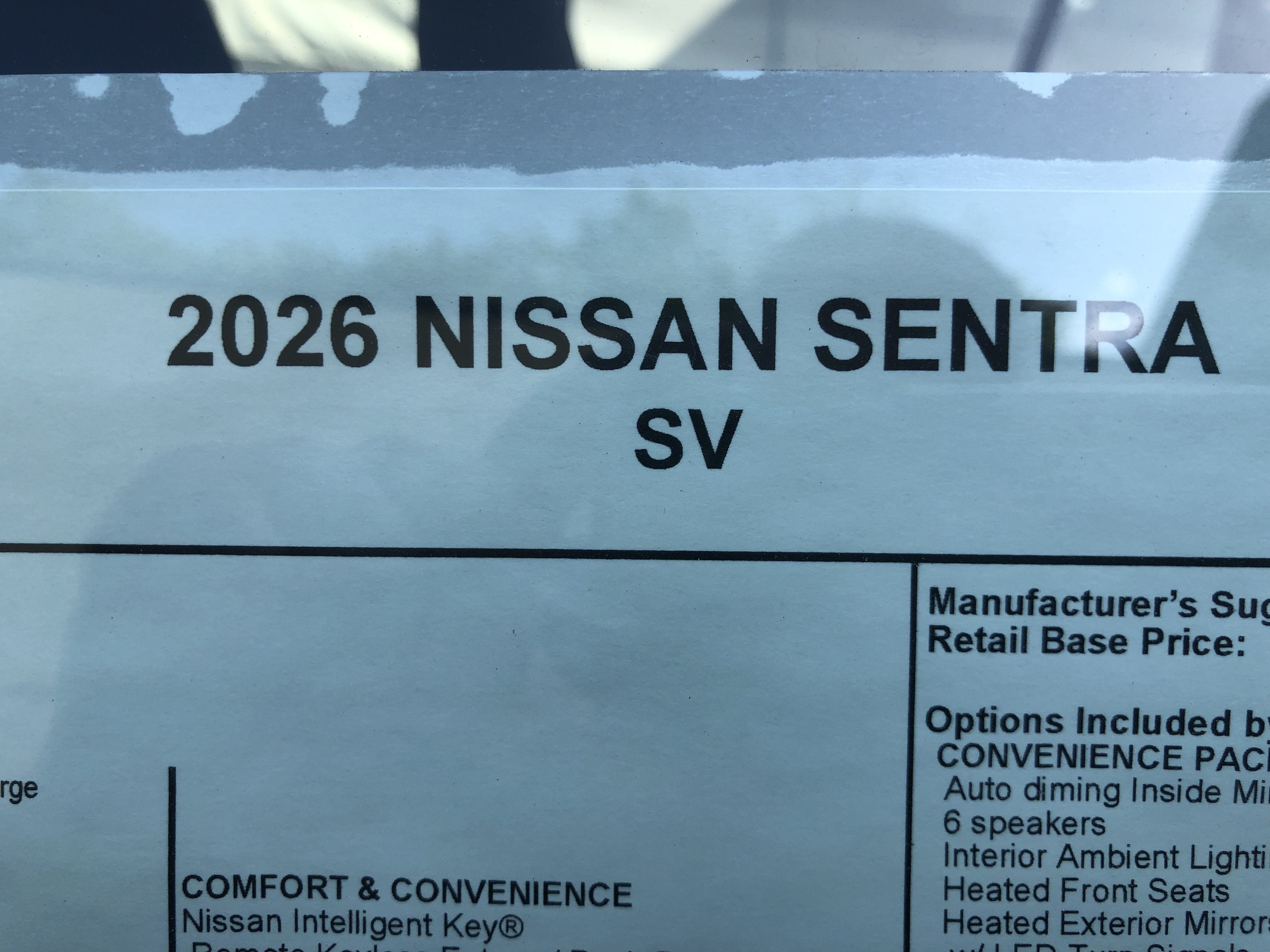 2026 Nissan Sentra SV