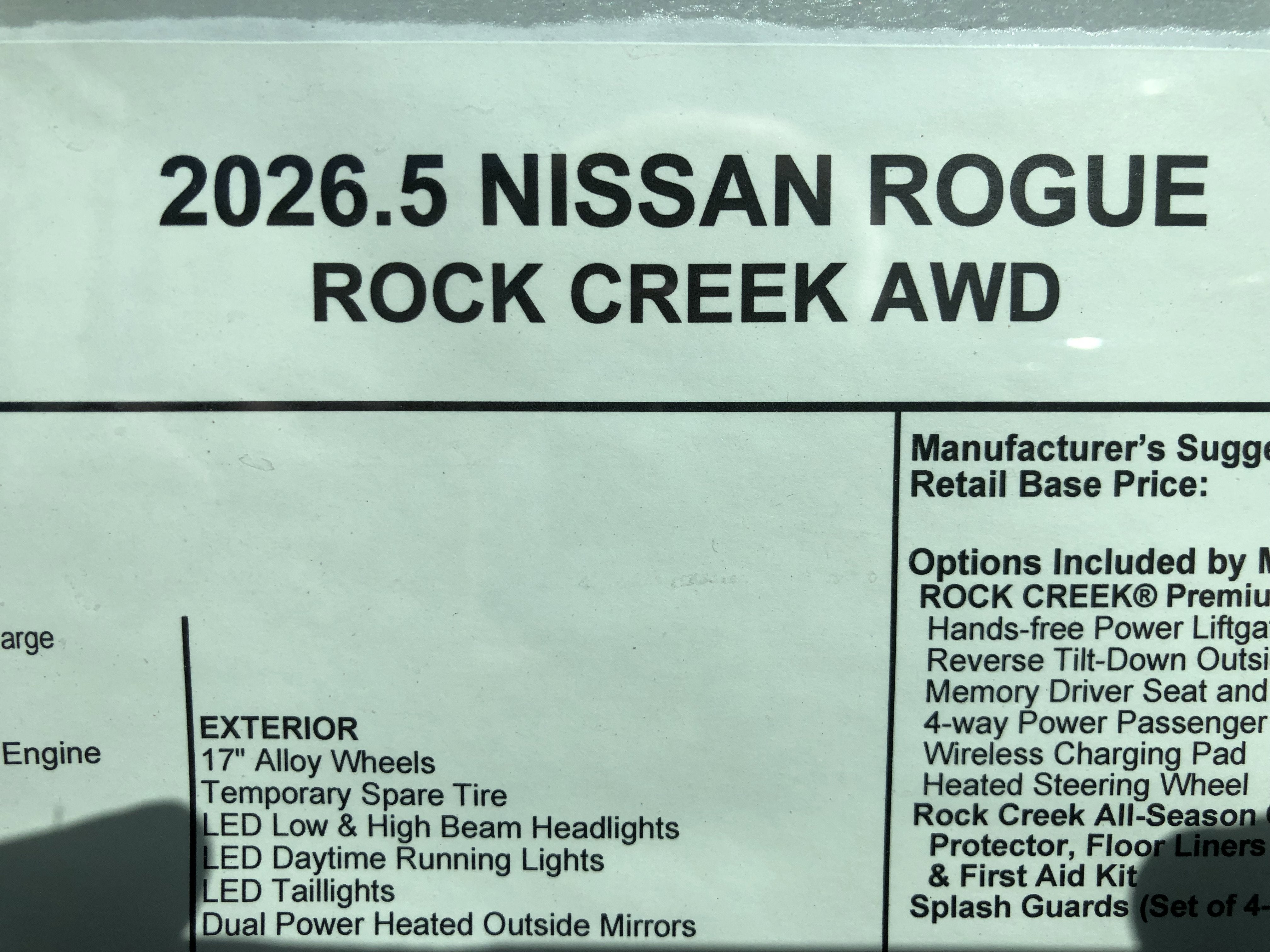 2026 Nissan Rogue Rock Creek
