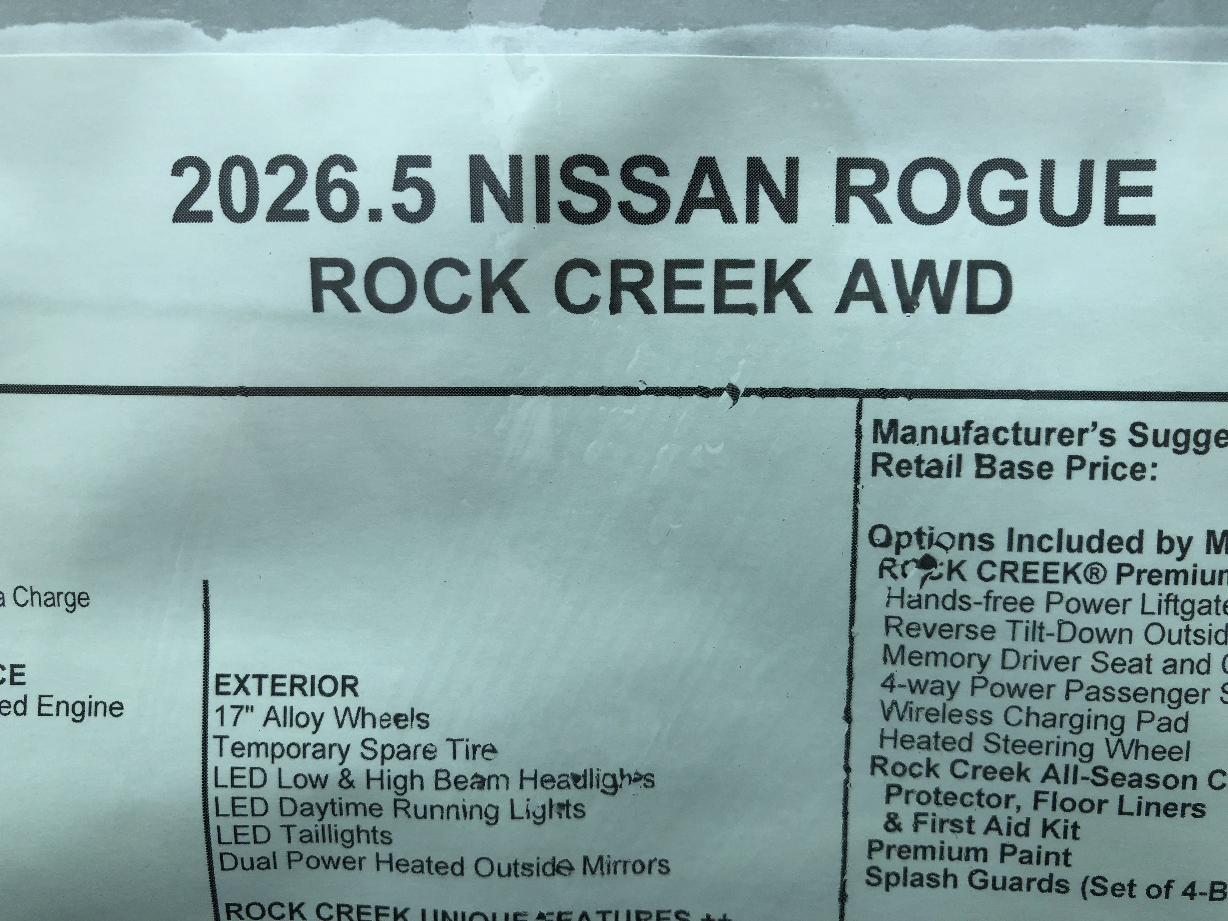 2026 Nissan Rogue Rock Creek