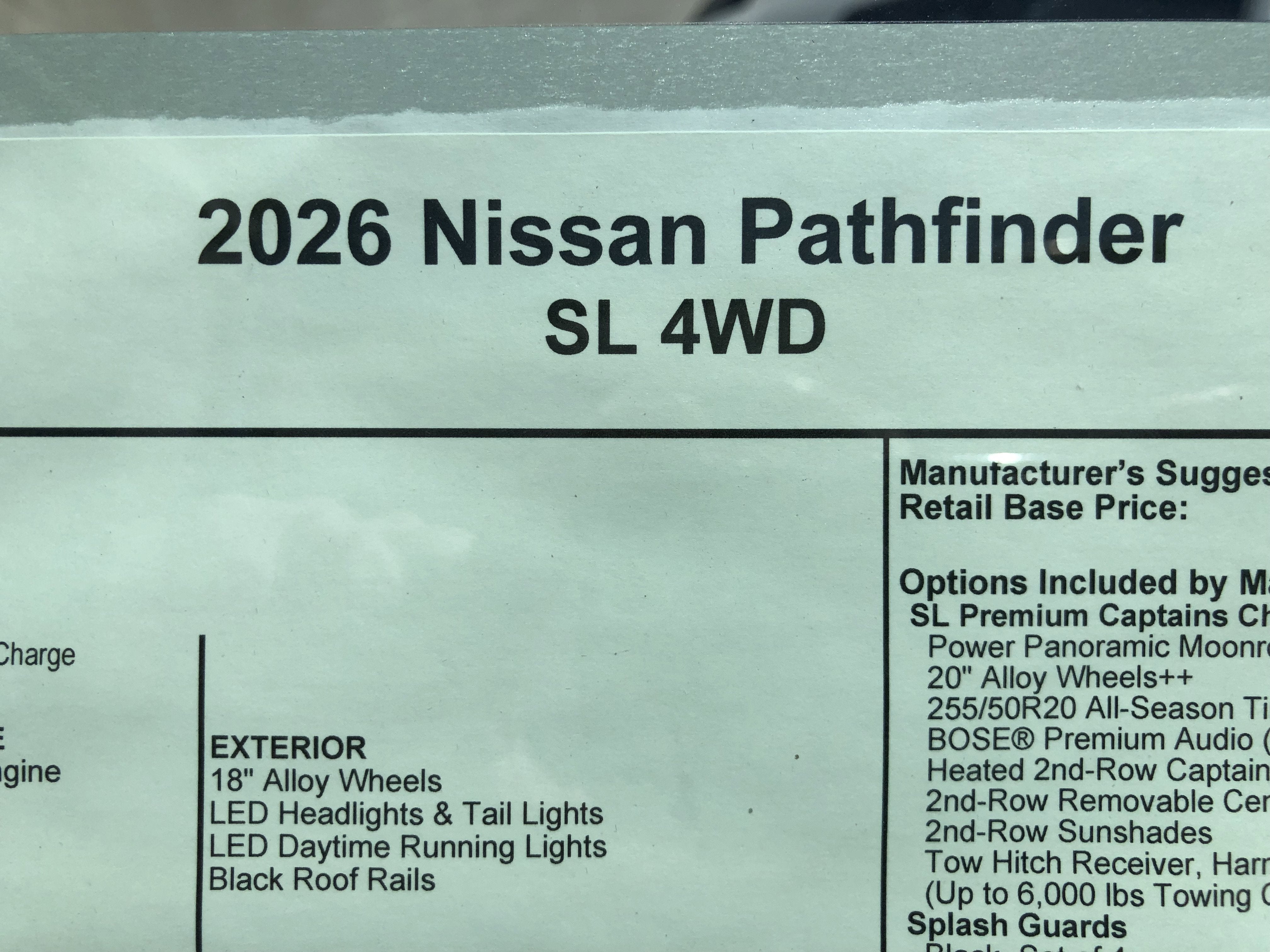 2026 Nissan Pathfinder SL