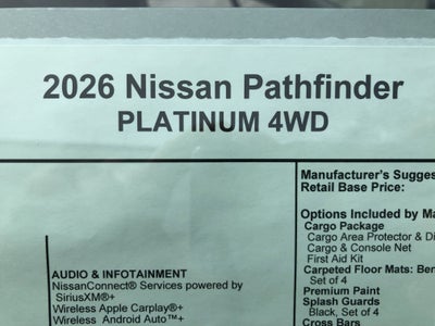 2026 Nissan Pathfinder Platinum