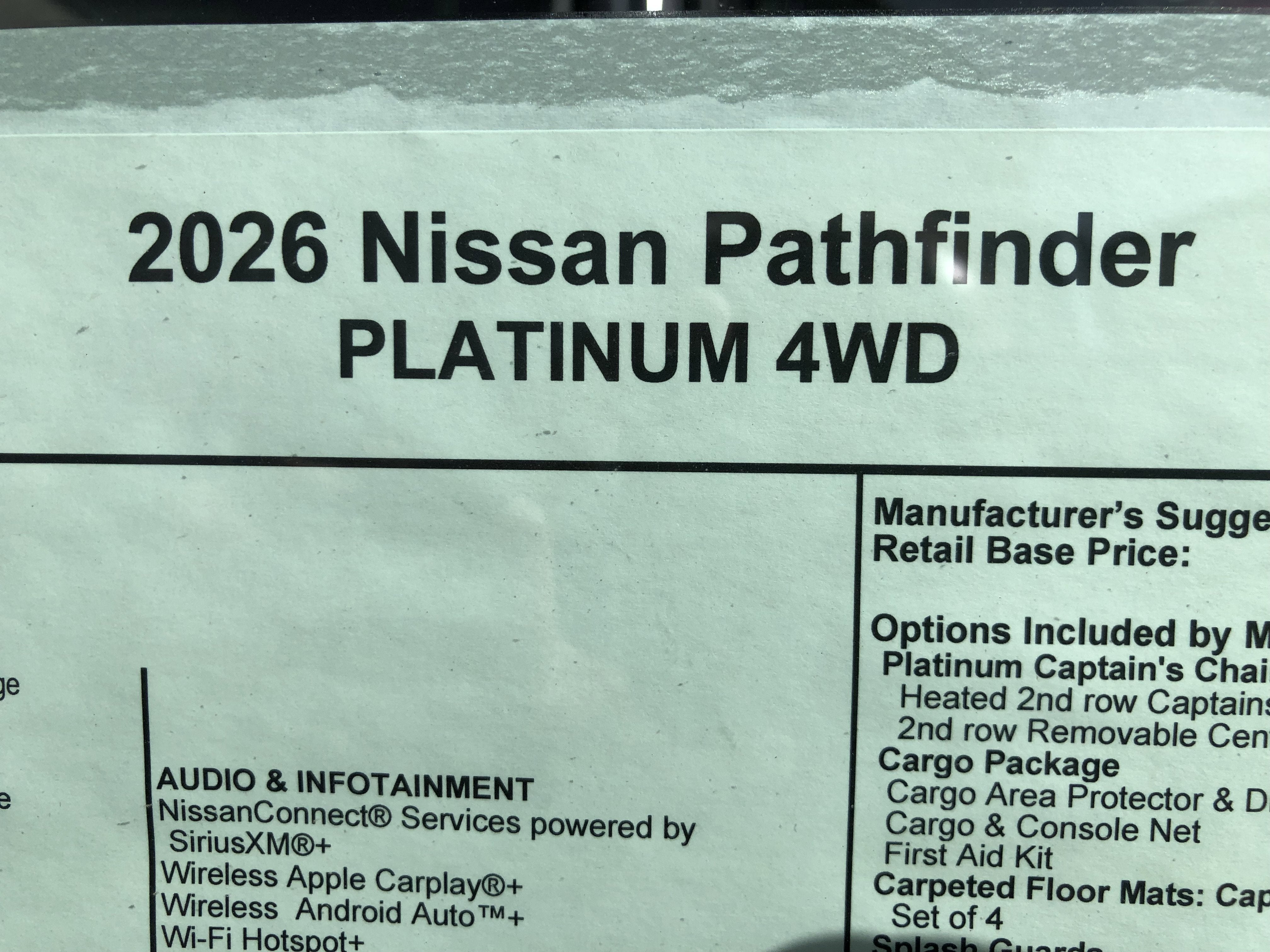 2026 Nissan Pathfinder Platinum