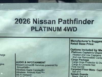 2026 Nissan Pathfinder Platinum