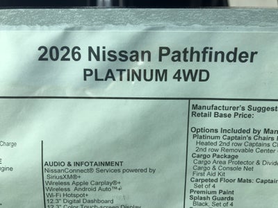2026 Nissan Pathfinder Platinum
