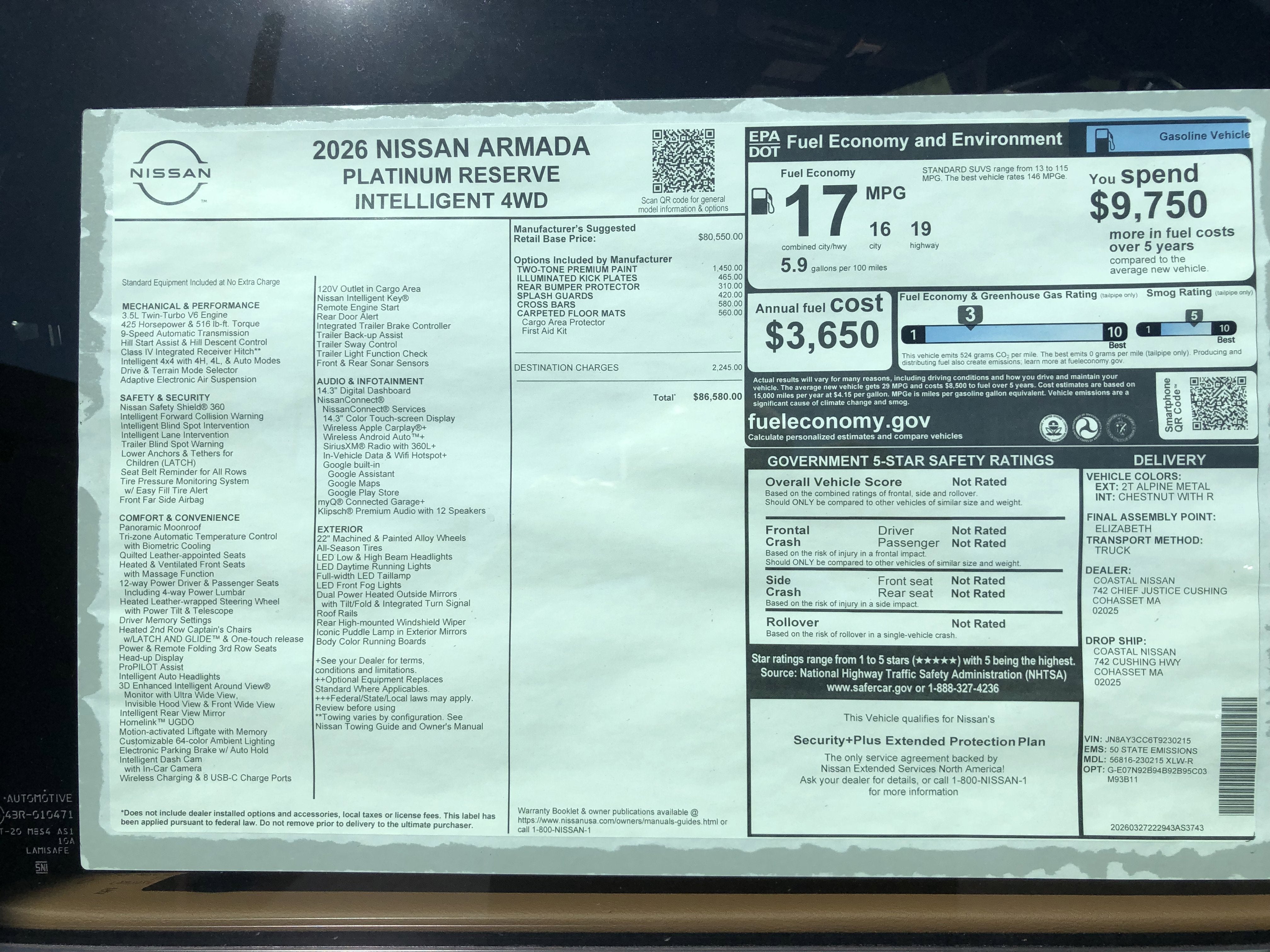 2026 Nissan Armada Platinum Reserve