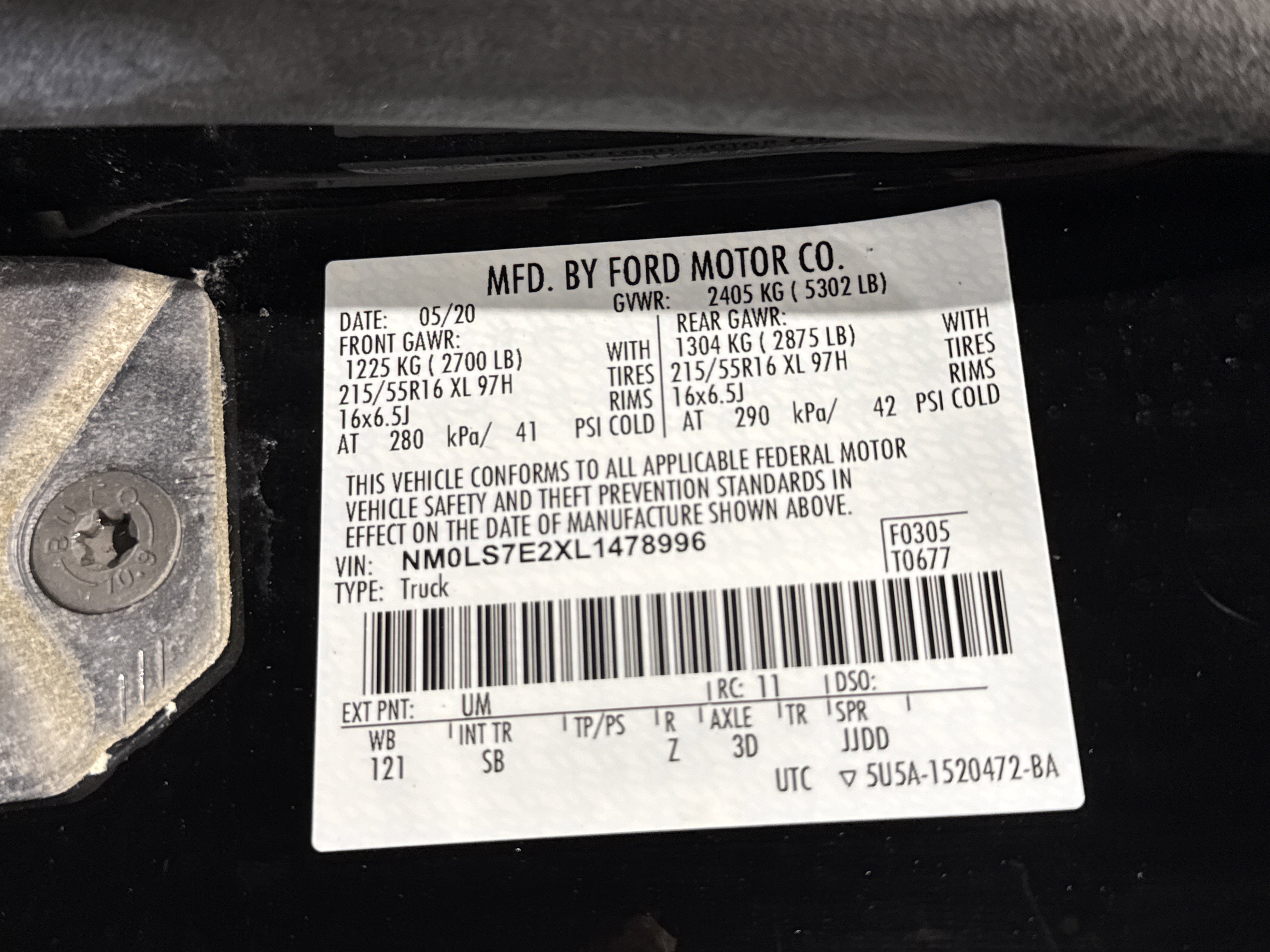 2020 Ford Transit Connect Van XL