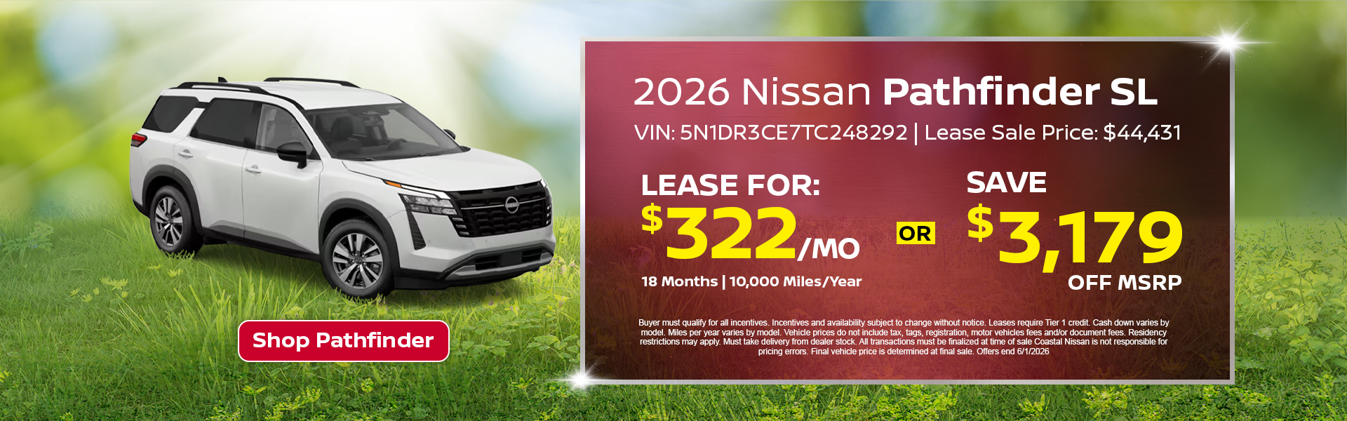 Nissan Pathfinder Special Offer in Norwell, MA