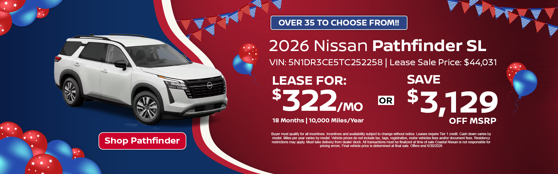 Nissan Pathfinder Special Offer in Norwell, MA