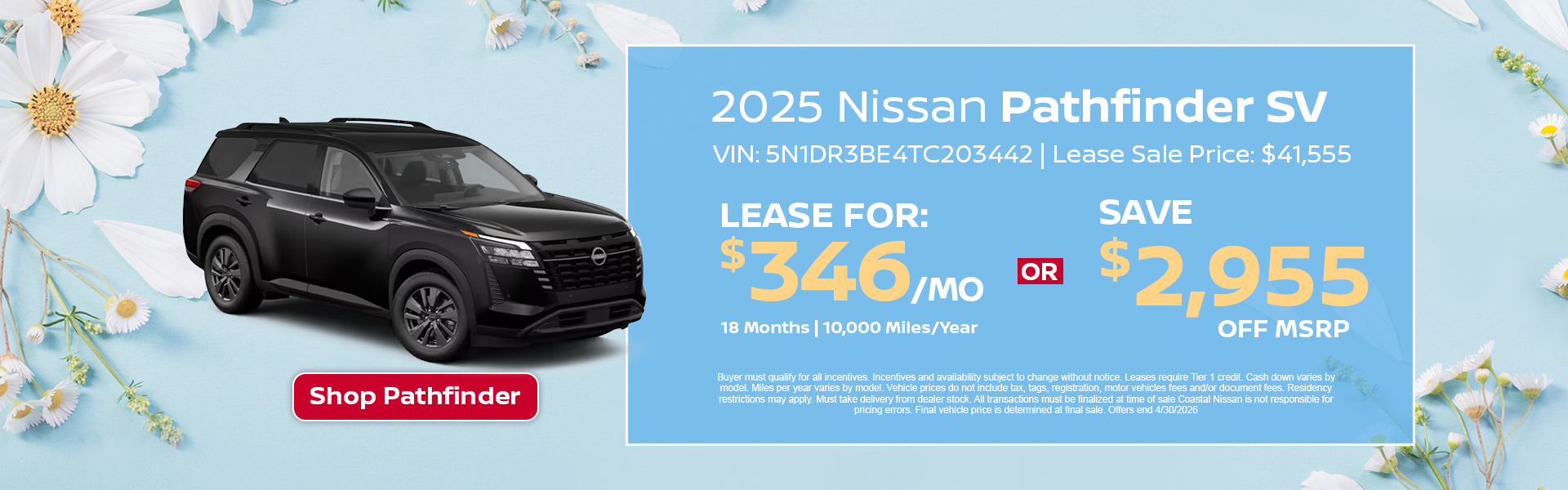 Nissan Pathfinder Special Offer in Norwell, MA